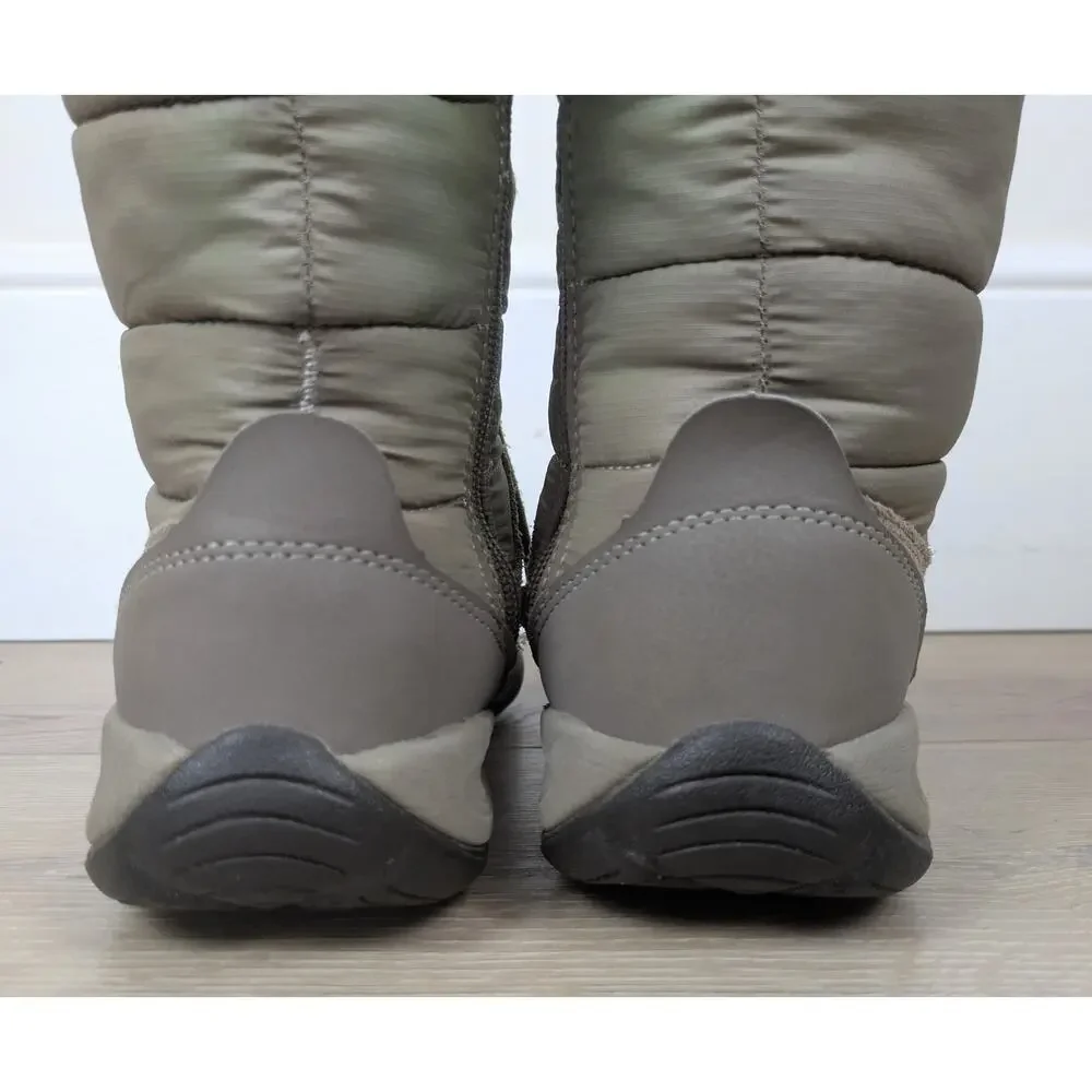 Easy Spirit Eserle Winter Boots 8.5 Taupe Suede Faux Fur Trim Side Zip Lace Up